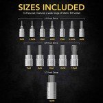 LEXIVON 13-Piece Metric Hex Bit Socket Set
