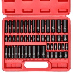 50-Piece Impact Socket Set, SAE/Metric, 1/4" Drive