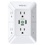 YISHU 3-Sided Surge Protector Power Strip with USB