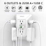 YISHU 3-Sided Surge Protector Power Strip with USB