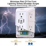 YISHU 3-Sided Surge Protector Power Strip with USB