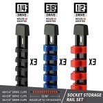 Socket Organizer Set with 9 Clip Holders