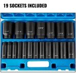 VEVOR 19-Piece 1/2" Impact Socket Set