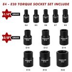 11-Piece Female Torx Socket Set with Rail