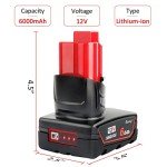 Waitley 2 Pack 12V 6A Milwaukee Battery