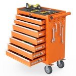 7-Drawer Rolling Tool Chest with Wheels - Orange