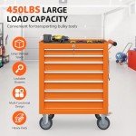 7-Drawer Rolling Tool Chest with Wheels - Orange