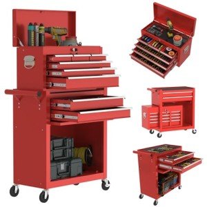 Large 8-Drawer Rolling Tool Chest with Lockable Cart