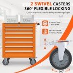 7-Drawer Rolling Tool Chest with Wheels - Orange