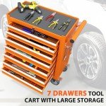 7-Drawer Rolling Tool Chest with Wheels - Orange