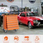 7-Drawer Rolling Tool Chest with Wheels - Orange