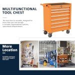 7-Drawer Rolling Tool Chest on Wheels - Orange