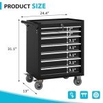 7-Drawer Rolling Tool Box with Lock and Wheels