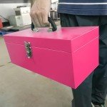 16" Portable Pink Metal Toolbox with Organizer Drawers