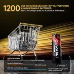 QBrand 8-Pack Rechargeable Lithium AA Batteries with Charger