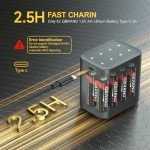 QBrand 8-Pack Rechargeable Lithium AA Batteries with Charger