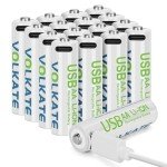 Rechargeable 4000mWh AA Lithium Batteries - 16 Pack