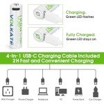 Rechargeable 4000mWh AA Lithium Batteries - 16 Pack