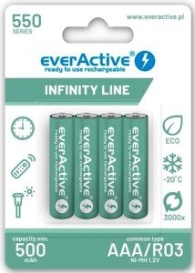 everActive Rechargeable AAA Batteries 550 mAh, 4-Pack