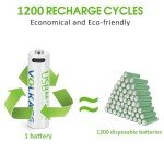 Rechargeable 4000mWh AA Lithium Batteries - 16 Pack