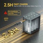 OPSO 8-Pack Rechargeable AA Lithium Batteries with Charger