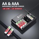 EBL 8-Pack Rechargeable Lithium AA Batteries with Charger