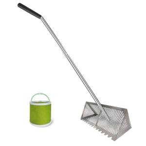 Stainless Steel Sand Flea Rake with Curved Handle