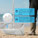 Stainless Steel Sand Flea Rake with Curved Handle