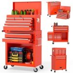 8-Drawer Rolling Tool Chest with Wheels - Red