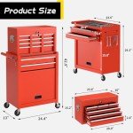 8-Drawer Rolling Tool Chest with Wheels - Red