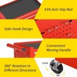 8-Drawer Rolling Tool Chest with Wheels - Red