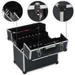 Compact Black Aluminum Tool Case with Extendable Trays