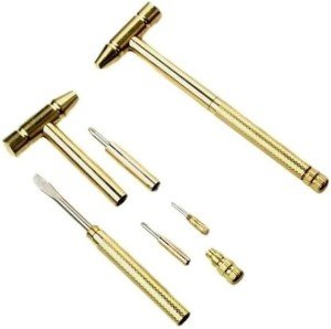 Mini Gold Brass Hammer with 6-in-1 Screwdriver