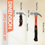 LOZAGU 2-Piece Fiberglass Claw Hammer Set