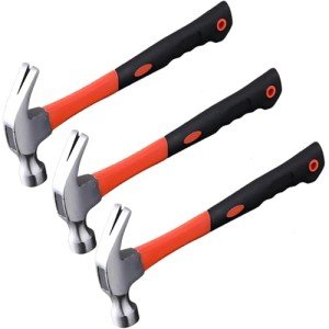 3-Pack 16oz Fiberglass Handle Claw Hammers