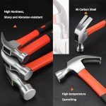 3-Pack 16oz Claw Hammer Set with Fiberglass Handle