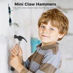 20 Mini Claw Hammers for Kids with Rubber Handles