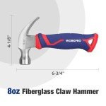 WORKPRO 8 oz Fiberglass Claw Hammer with Grip