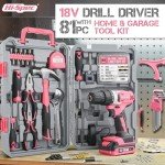 Hi-Spec 81pc Pink 18V Cordless Drill Kit