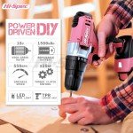 Hi-Spec 81pc Pink 18V Cordless Drill Kit