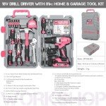 Hi-Spec 81pc Pink 18V Cordless Drill Kit