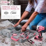 Hi-Spec 81pc Pink 18V Cordless Drill Kit