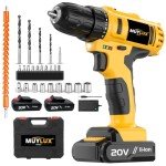 Muylux 20V Cordless Drill Set with 2 Batteries