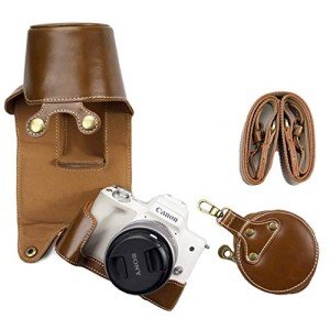 Brown PU Leather Case for Canon EOS M50/M50 Mark II