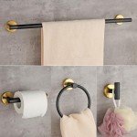 Matte Black and Gold Bathroom Hardware Set, 5 Pieces