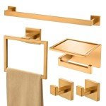 Brushed Gold 5-Piece Bathroom Towel Bar Set