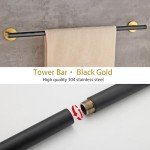 Matte Black and Gold Bathroom Hardware Set, 5 Pieces