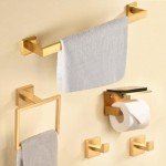 Brushed Gold 5-Piece Bathroom Towel Bar Set