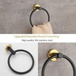 Matte Black and Gold Bathroom Hardware Set, 5 Pieces