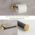 Matte Black and Gold Bathroom Hardware Set, 5 Pieces